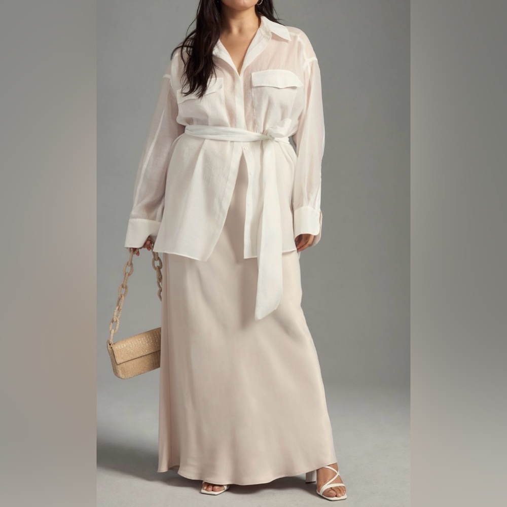 Anthropologie white transparent blouse